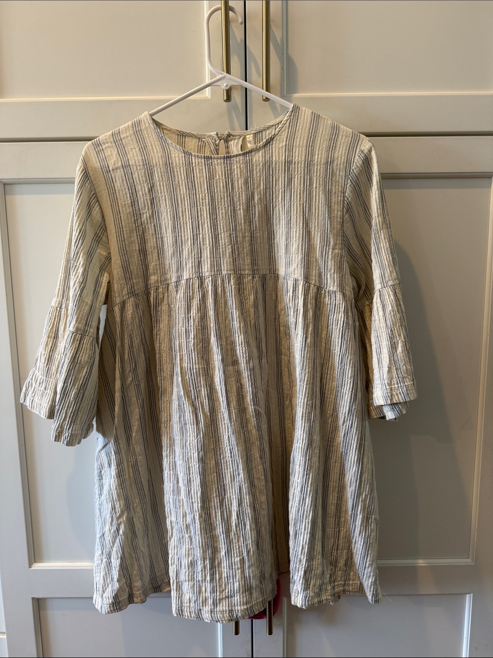 Rylee + Cru Cream and Blue Striped Tunic Top